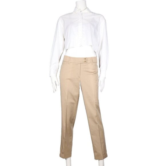 Cambio Women's Size 10 Beige Kelsey Pant Cropped Cotton Slim Cuffed Trouser $280 - Picture 9 of 9